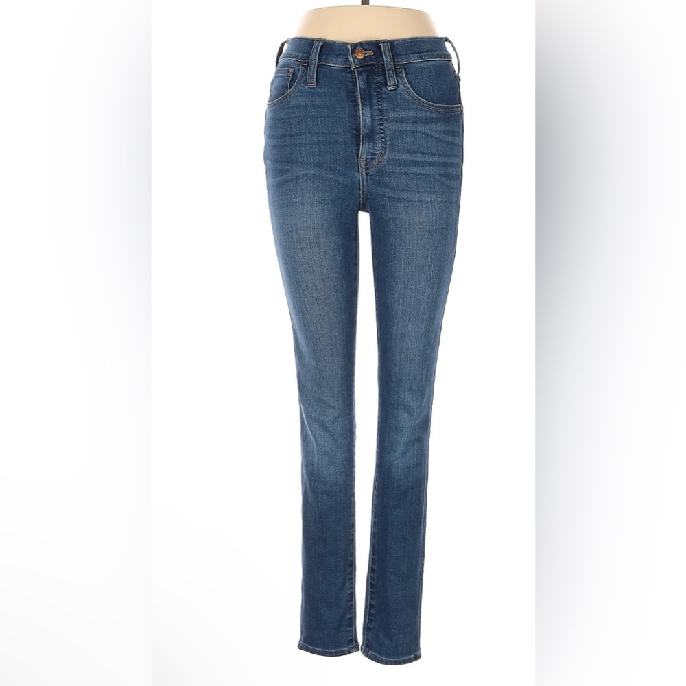 Madewell Blue Straight Leg Jeans with Mid-Rise Waist